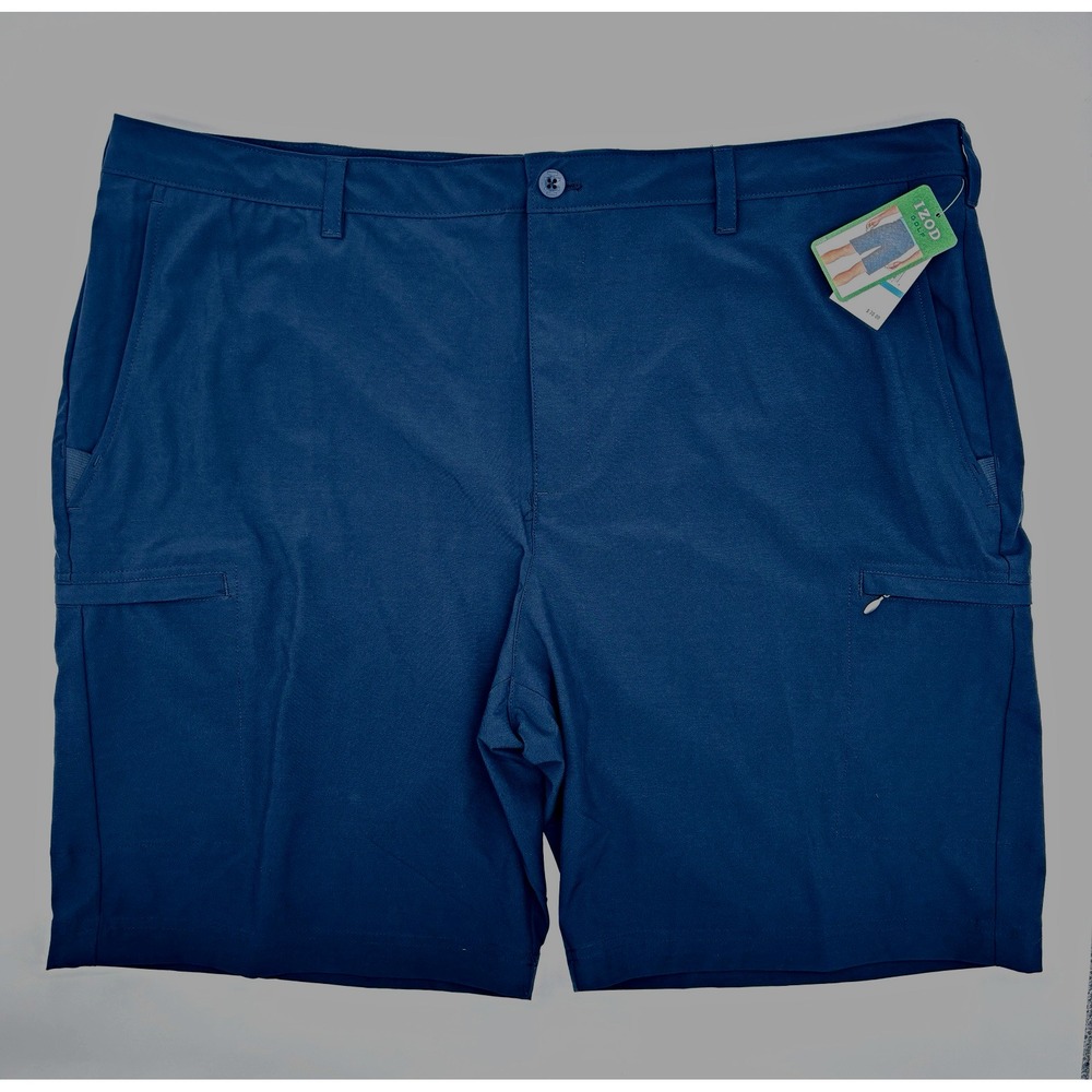 IZOD Golf Mens Cargo Golf Shorts 44 Blue Polyester Flat Front Pockets 9"